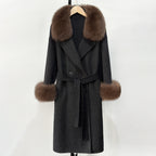 OFTBUY Wholesale New Autumn Winter Clothes Women Real Fox Fur 100% Wool Coat Female Fashion Warm Long Natural Fur Woolen Jacket