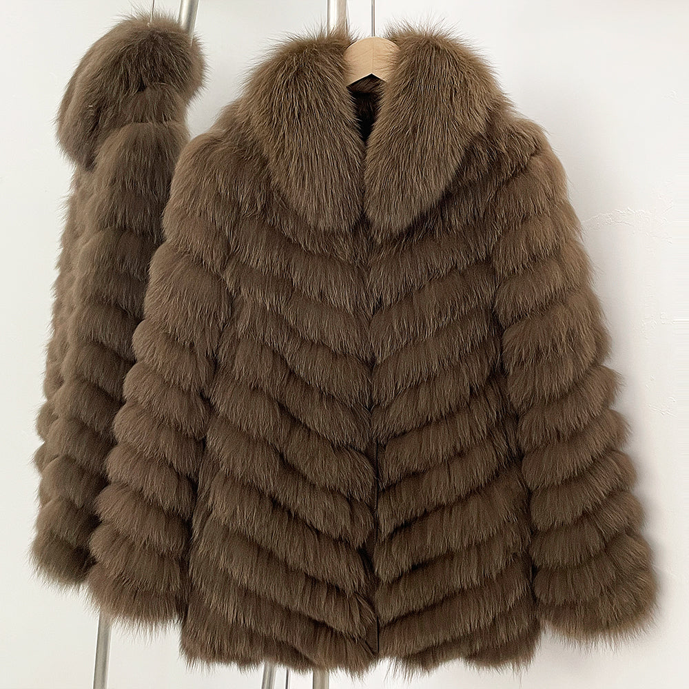 OFTBUY 2-in-1 Reversible Luxury Jacket - 100% Real Fox Fur Coat & Windproof Winter Parka