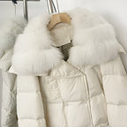 OFTBUY New Short Winter Clothing Women Thickened Warm Fluffy Raccoon Fur Puffer Jacket Female Real Fox Fur Collar Down Coat