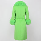 OFTBUY Winter Jacket Women Long Natural Wool Blends Cashmere Real Fur Coat Double Breasted Belt Warm Streetwear New Fashion