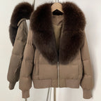 OFTBUY Zipper Luxury Warm Winter New Women's Puffer Jacket with Real Fox Fur Collar Fashion Outerwear Duck Down Coat Female