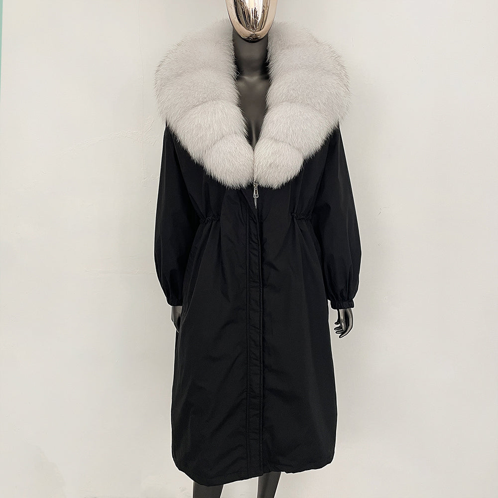 OFTBUY New Zipper Autumn Winter Clothes Women Natural Fox Fur Collar Goose Down Coat Long Warm Thickened Real Fur Puffer Jacket