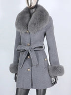 OFTBUY Double-sided Wool Coat Female New Autumn Winter Real Fox Fur Clothes Women Detachable Fur Cuffs Woolen Cashmere Jacket