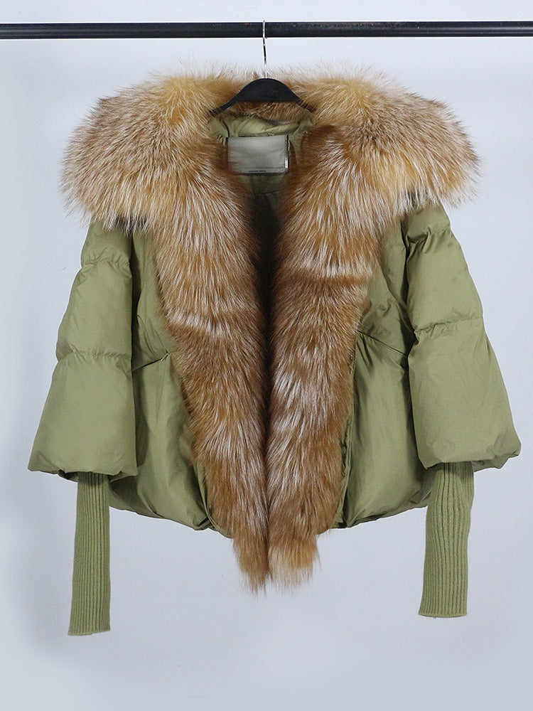 OFTUBY White Duck Down Jacket Winter Women Warm Loose Coat Natural Real Fox Fur Collar Thick Luxury Outerwear New Fashion
