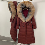 OFTBUY Hooded Winter White Duck Down Coat Large Real Fox Fur Collar X-Long Puffer Jacket Women Thick Female Parkas With Belt