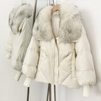OFTBUY New Winter Loose Top Clothing Women Fashion Oversize Real Fox Fur Collar Duck Down Coat Female Natural Fur Puffer Jacket