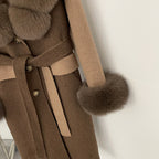 OFTBUY Patchwork Double-faced Cashmere Wool Jacket Real Fox Fur Collar Woolen Coat Female New Fashion Fur Winter Clothes Women
