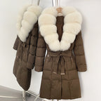OFTBUY Thickened Warm Duck Down Coat Female Luxury Long Belt New Winter Natural Fox Fur Clothes Women Silm Puffer Jacket Outwear