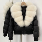 OFTBUY Real Fox Fur Collar Puffer Jacket Female New Winter Top Fluffy Clothing Thick Warm Natural Fur White Duck Down Coat Women