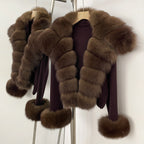 OFTBUY New Autumn Winter Knit Clothing Female Women's Short Cardigan with Big Real Fox Fur Collar Natural Fur Warm Sweater Lady