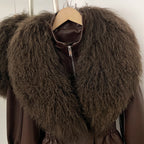 OFTBUY New Spring Autumn Faux Leather Jacket Female Real Mongolia Sheep Fur Pu Leather Coat Women Luxury Fashion Streetwear