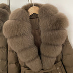 OFTBUY Thickened Warm Duck Down Coat Female Luxury Long Belt New Winter Natural Fox Fur Clothes Women Silm Puffer Jacket Outwear