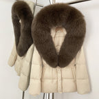 OFTBUY Big Real Fox Fur Collar Duck Down Coat Female New Winter Hooded Warm Down Clothes Women Natural Raccoon Fur Puffer Jacket
