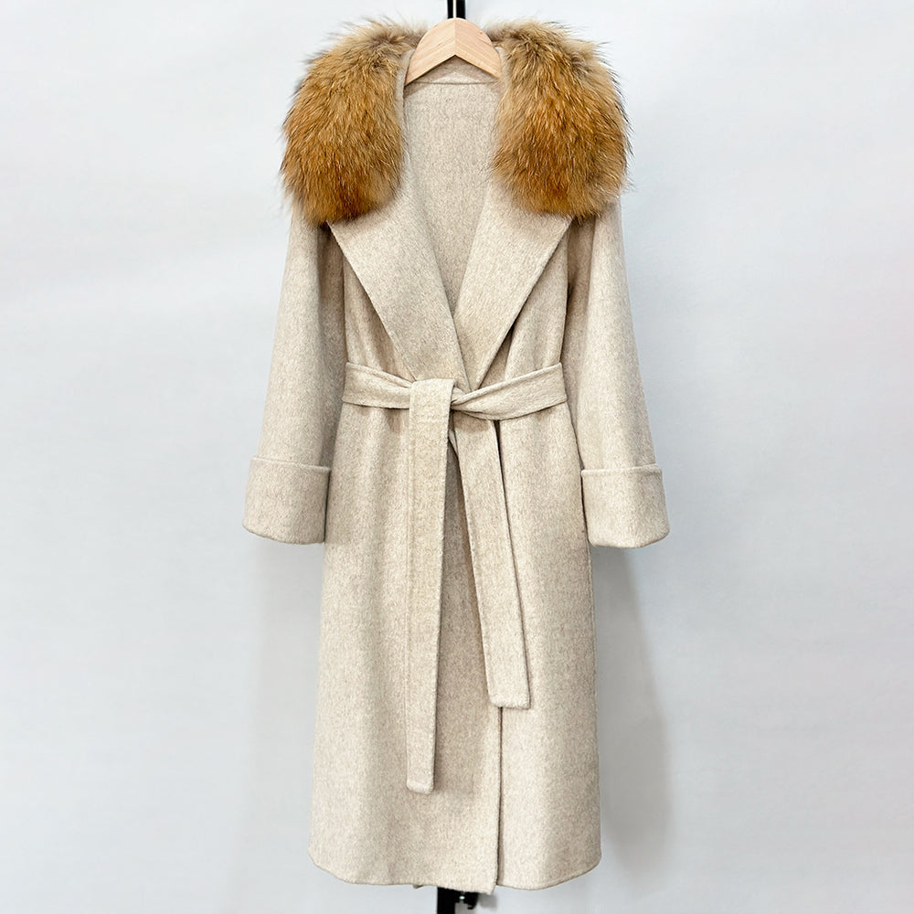 OFTBUY New Autumn Winter Long Clothing Women Natural Fur Woolen Jaket Female Fashion Warm Wool Coat with Real Fox Fur Collar