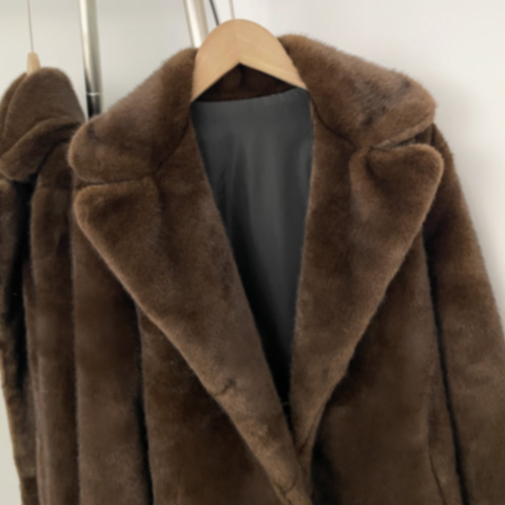 OFTBUY Women's Elegant Luxury Faux Mink Fur Long Coat Artificial Fur Jacket Female Warm Outerwear New Autumn Winter Clothes