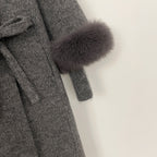 OFTBUY New Autumn Winter Knitted Sleeves Woolen Clothes Women High Collar Belt Real Fox Fur Wool Coat Female Alpaca Loose Jacket