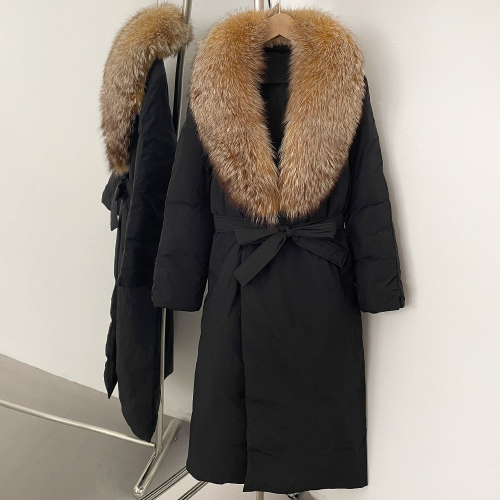 OFTBUY Real Fox Fur Collar Fluffy Puffer Jacket Female New Long Winter Down Clothing Women Thickened Warm White Duck Down Coat