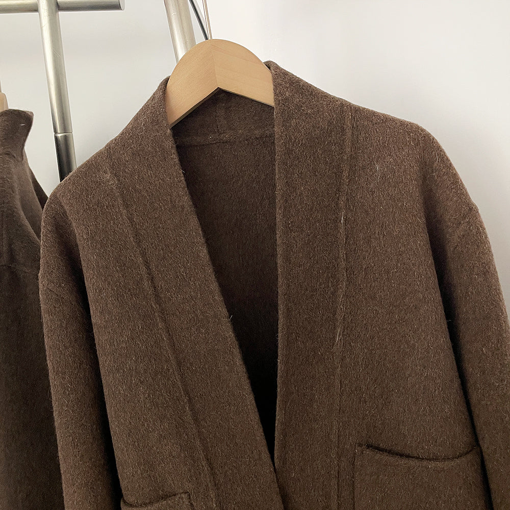 OFTBUY Elegant Warm Outerwear Women's Luxury Double-Faced Wool Jacket Winter Open Front Pocket Real Fox Fur Cuffs Woolen Coat