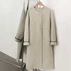 OFTBUY New Autumn Winter Clothes Women Long Real Fox Fur Wool Coat Female Natural Fur Collar Woolen Jacket Preppy Outerwear Lady