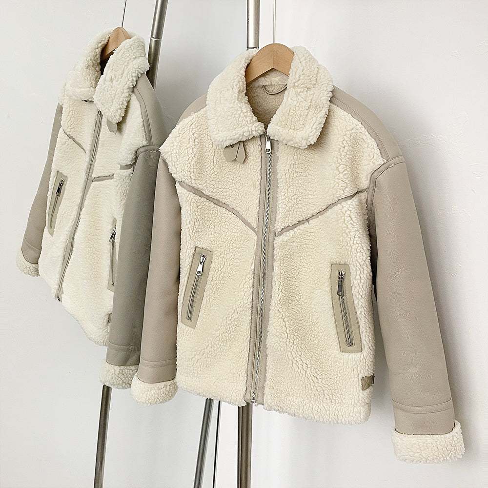 OFTBUY Fashion Thick Warm Zipper Long Sleeve Suede Coat Overcoat Lady Faux Lamb Fur Jacket New Autumn Winter Clothing Women