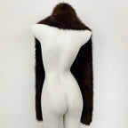 OFTBUY Luxury Long-Line Faux Fur Gilet - Premium Vegan Fox Fur Sleeveless Overcoat with Oversized Shawl Collar