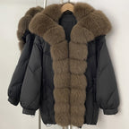 OFTBUY New Autumn Winter Thickened Warm Clothes Women Loose Big Real Fox Fur Goose Down Coat Female Natural Fur Puffer Jacket