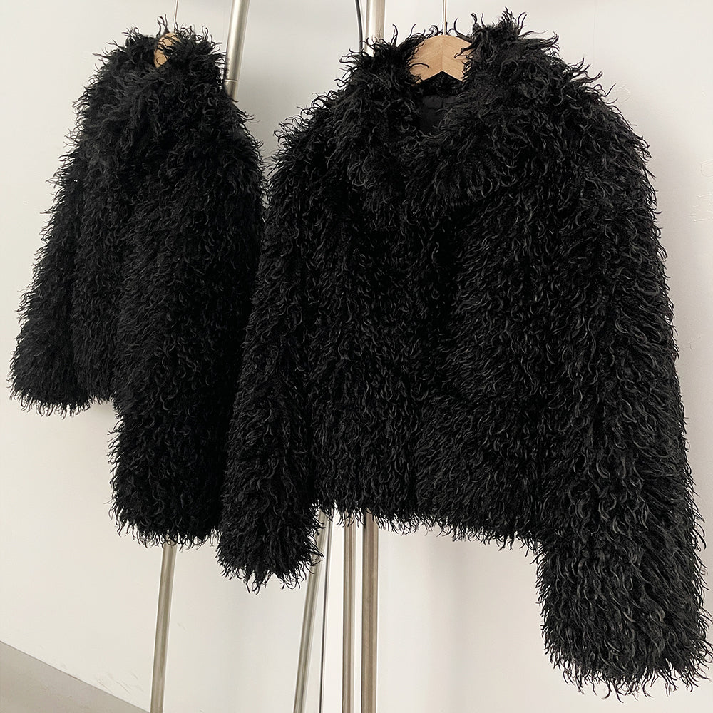 OFTBUY Wholesale Faux Fur Coat Female Artificial Mongolian Sheep Fur Fluffy Jacket Women New Winter Thickened Warm Outerwear Lady