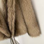 OFTBUY Luxury Hooded Faux Fur Jacket - Premium Vegan Silver Fox Style Cropped Winter Coat