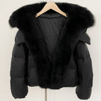 OFTBUY Ultra-Luxury 90% Duck Down Puffer Jacket with Oversized Real Fox & Raccoon Fur Collar
