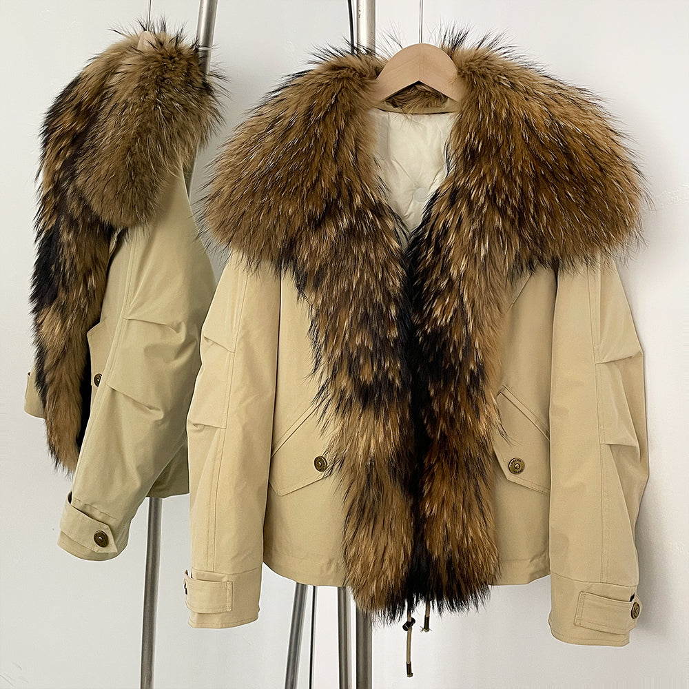 OFTBUY Warm Big Natural Fox Fur Collar Down Coat New Autumn Winter Clothing Women Waterproof Safai Real Fur Puffer Jacket Female