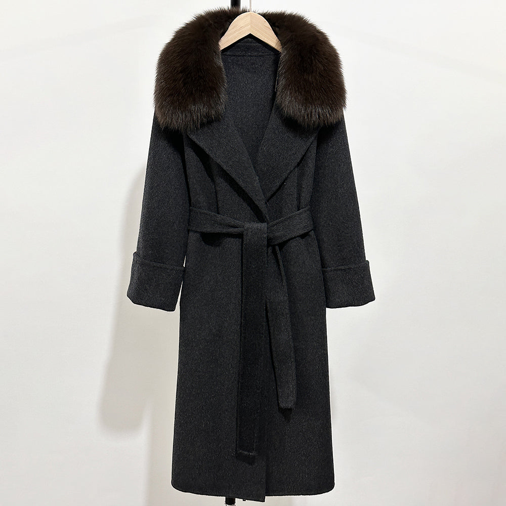 OFTBUY New Autumn Winter Long Clothing Women Natural Fur Woolen Jaket Female Fashion Warm Wool Coat with Real Fox Fur Collar