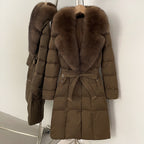 OFTBUY New Winter Real Fox Fur Long Clothes Women Belt Thickened Warm Natural Fur Duck Down Female Luxury Fashion Puffer Jacket