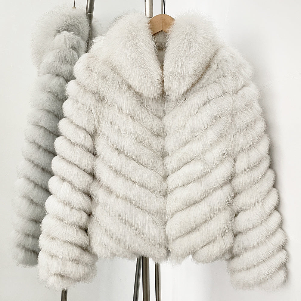 OFTBUY 2-in-1 Reversible Luxury Jacket - 100% Real Fox Fur Coat & Windproof Winter Parka