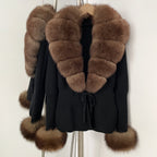 OFTBUY New Autumn Winter Knit Cardigan Women Fashion Warm Clothes with Real Fox Fur Luxury Natural Fur Sweater Jacket Female
