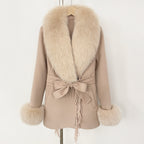 OFTBUY Short Real Fox Fur Wool Coat New Autumn Winter Clothes Women Fashion Natural Fur Woolen Jacket Female Tassel Overcoat