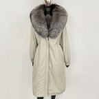 OFTBUY New Zipper Autumn Winter Clothes Women Natural Fox Fur Collar Goose Down Coat Long Warm Thickened Real Fur Puffer Jacket