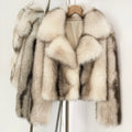 OFTBUY Luxury Oversized Lapel Faux Fur Jacket - Premium Vegan Fur Short Coat for Winter Glamour