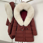 OFTBUY New Winter Genuine Fox Fur Hooded Puffer Coat Women Women's White Duck Down Jacket Outerwear Female Fashion Parkas