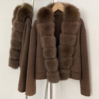 OFTBUY New Autumn Warm Winter Woolen Clothes Outerwear Women's Wool Coat with Real Fox Fur Trim Luxury Jacket with Natural Fur