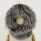 OFTBUY New Winter Thick Warm Windproof Fluffy Neckerchief Female Natural Rabbit Fur Hat with Scarf Women Real Fox Fur Cap Child