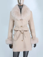 OFTBUY Double-sided Wool Coat Female New Autumn Winter Real Fox Fur Clothes Women Detachable Fur Cuffs Woolen Cashmere Jacket