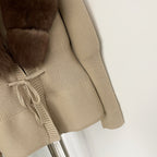 OFTBUY Luxury 100% Cotton Jacket with Real Fox Fur Collar New Autumn Winter Knit Cardigan Women Slim Warm Sweater Outerwear Lady