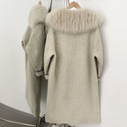 OFTBUY New Autumn Winter Clothes Women Long Real Fox Fur Wool Coat Female Natural Fur Collar Woolen Jacket Preppy Outerwear Lady
