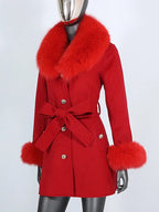 OFTBUY Double-sided Wool Coat Female New Autumn Winter Real Fox Fur Clothes Women Detachable Fur Cuffs Woolen Cashmere Jacket