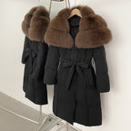 OFTBUY New Winter Thickened Clothes Women Long Big Natural Fox Fur Puffer Coat Female Real Fox Fur Fluffy White Duck Down Jacket