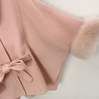 OFTBUY New Autumn Winter Top Clothes Women Fashion Warm Belt Real Fox Fur Double-Faced Wool Capr Jacket Female Loose Woolen Coat