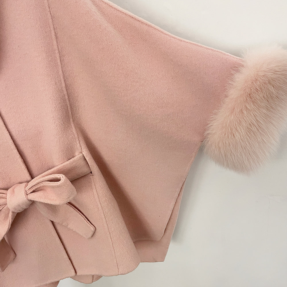 OFTBUY New Autumn Winter Top Clothes Women Fashion Warm Belt Real Fox Fur Double-Faced Wool Capr Jacket Female Loose Woolen Coat
