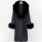 OFTBUY Wholesale New Autumn Winter Clothes Long Natural Woolen Coat Women Fashion Warm 100% Wool Real Fox Fur Jacket Overcoat