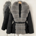 OFTBUY Big Natural Fox Fur Collar Puffer Jacket Female New Autumn Winter Thick Warm Clothes Women Fluffy Real Fur Duck Down Coat