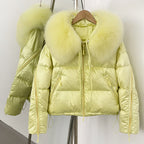 OFTBUY Designer Real Fox Fur Duck Down Jacket Female New Warm Thicken Autumn Winter Coat Women Zipper Reality Fur Puffer Clothes